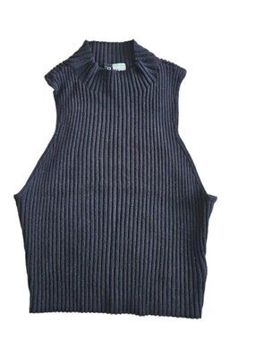 H&M DIVIDED Ribbed Sleeveless Mock Neck Top Size Medium